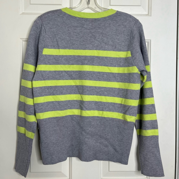 NWT Rachel Zoe Stripe Silver Button Cardigan S Grey Green - Picture 7 of 10